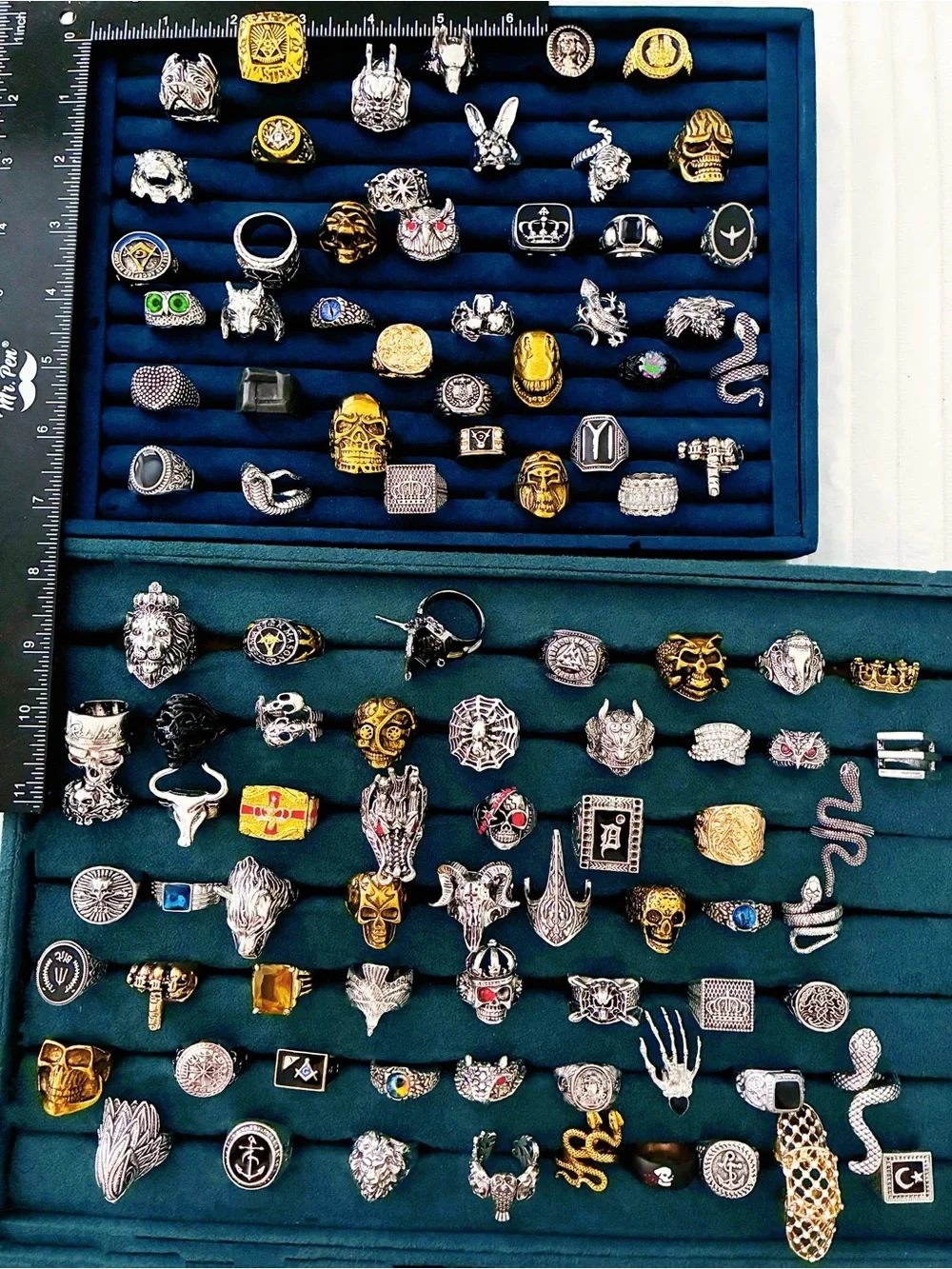 100Pcs Lot Men’s Rings Skull Snake Viking Lion Masonic Animal Gothic Punk
